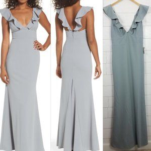Lulus Large Dress Gray Mermaid Maxi Gown Formal